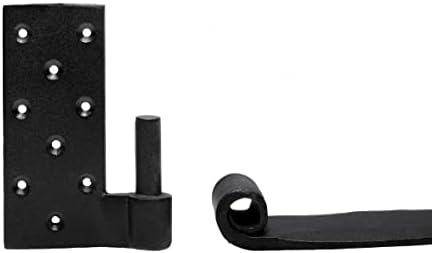 4-Piece Set of Black Wrought Iron Pintle Straps - Door Hinges with Easy Installation