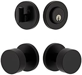 Viaggio Circolo Rosette Knob and Deadbolt Set in Satin Black