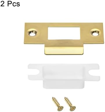 Secure Door Protection - 2Pcs 68mm x 39mm 201 Stainless Steel Latch Deadbolt Strike Plate for Home Security