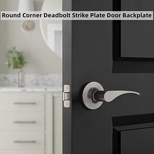 Round Corner Deadbolt Strike Plate Set SATIN Nickel Finish