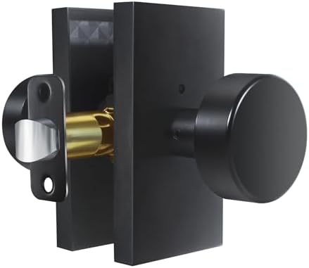 Matte Black Modern Door Knobs with Privacy for Home Use