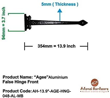 Adonai Hardware 1390 Heavy Duty Aluminum Hinge 8-Pack Matte Black for Vintage Barn Doors More