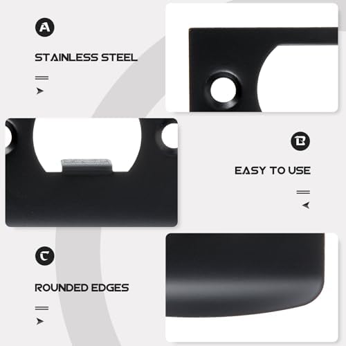 12-Piece Stainless Steel Door Strike Plate Set with Matte Black Finish