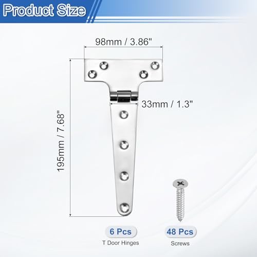 6-Piece T-Strap Shed Door Hinges Silver Outdoor Door Hinges for Barn Garden Gate cabinet door Durable Garden Tool Set