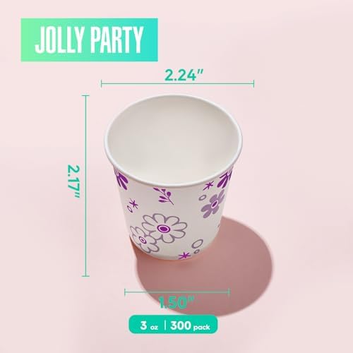300-Pack 3oz Disposable Bathroom Cups Floral Design Perfect for Parties Birthdays and Travel