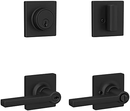 Ultimate Security Set Keyed Entry Door Handle Deadbolt in Matte Black