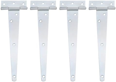 4Pcs T-Strap Door Hinges 9inch Wrought Tee Shed Gate Hinges White Zinc