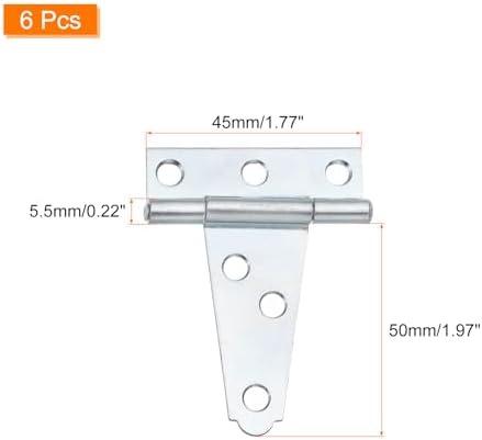 6Pcs T-Strap Door Hinges White Zinc