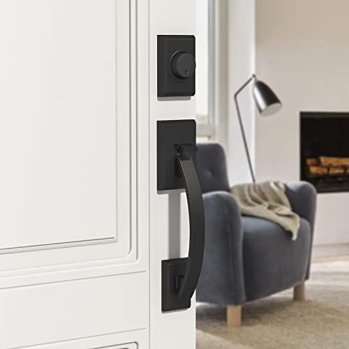 Matte Black Front Door Handle Set for Multi-Door Locks