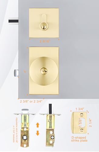 GoldenWarm Gold Exterior Door Knob with Deadbolt