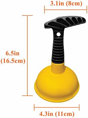 Cuzlarmul Compact Yellow Sink Plunger with Short Handle