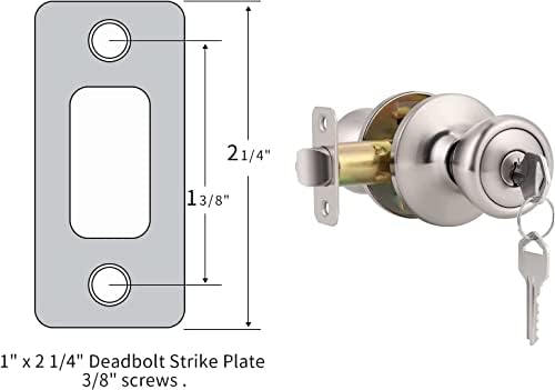 Satin Brushed Nickel Deadbolt Strike Plate Door Backplate 2-Pack 1 x 2 14 Round Corner