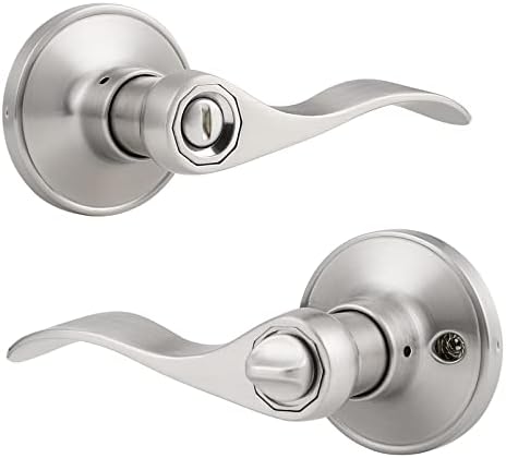 Knobonly Privacy Door Lever Handles 2-Pack RightLeft Handed Satin Nickel Finish