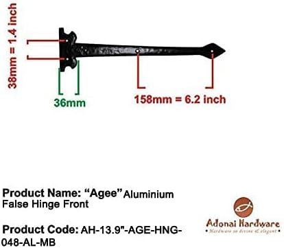 Adonai Hardware 1390 Heavy Duty Aluminum Hinge 8-Pack Matte Black for Vintage Barn Doors More