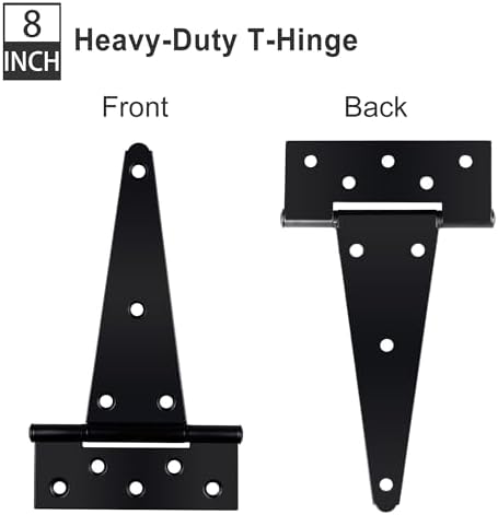 6 Pack 8 Inch T-Strap Shed Door Hinges Heavy Duty