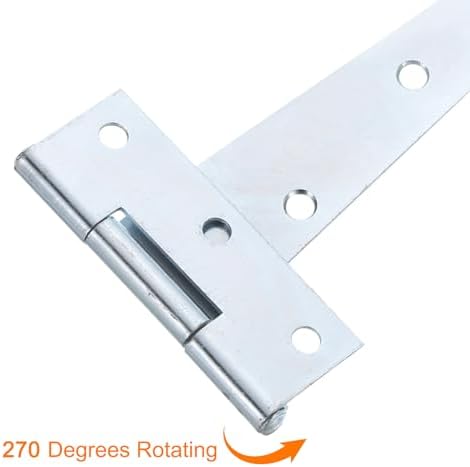 4Pcs T-Strap Door Hinges 9inch Wrought Tee Shed Gate Hinges White Zinc