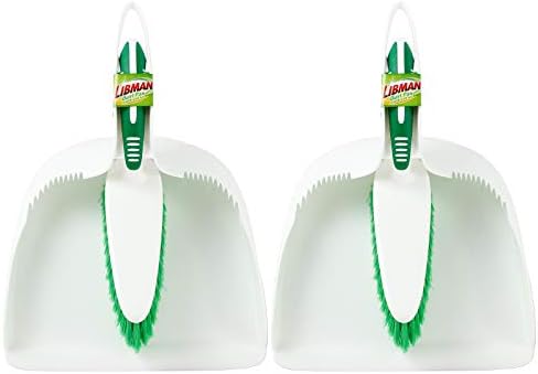 Efficient Dust Pan Set with Brush Green and White Design