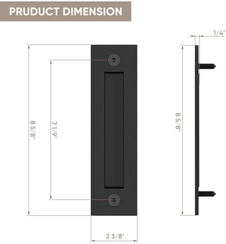 Superior Quality 8-35 Finger Flush Pull Handle for Barn Doors Cabinets Matte Black