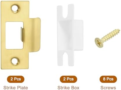Replaced70mm x 403mm Stainless Steel Door Strike Plate Set of 2 with 28mm Latch Hole for Home UseGold