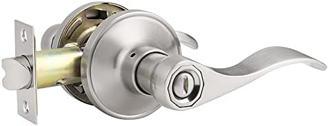 Br Assured 1-Piece Door Lever Privacy Door Handle Set for Bedroom or Bathroom Brushed Nickel Zinc Alloy