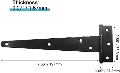 4 Pcs 8 Inch T Strap Hinges Black