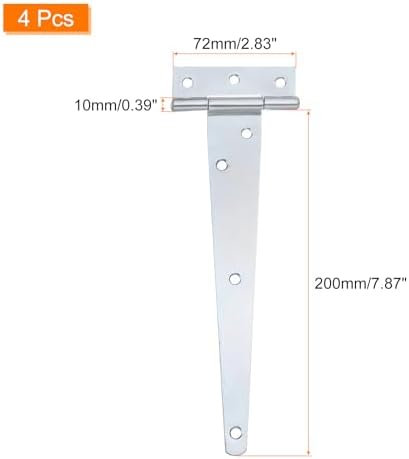 4Pcs T-Strap Door Hinges 9inch Wrought Tee Shed Gate Hinges White Zinc