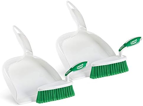 Efficient Dust Pan Set with Brush Green and White Design