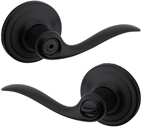 Kwikset Tustin Door Handle Matte Black Privacy Lock for Bathroom Bedroom