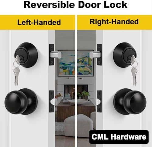 CML Hardware - Keyed Entry Deadbolt Door Lock and Passage Knob Combo Set