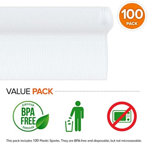 Ultimate Gift for Kids Hosts and more Premium 100-Count Disposable Spork Set