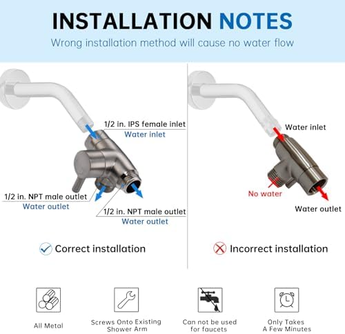 -boldG-Promise Solid Metal Shower Arm Diverter - 12 IPS to 12 NPT