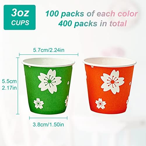 LITOPAK 400-Pack Disposable Bathroom Cups Bright Color 3 oz
