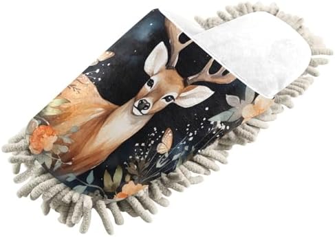 RunningBEAR White Forest Animal Mop Slippers for Clean Cozy Home