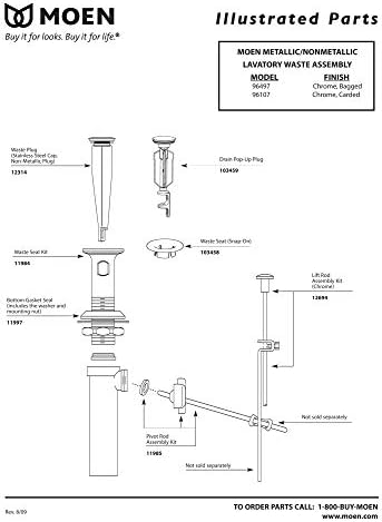 Moen Faucet Part Spotlight 11985 Pivot Rod for 5050 Drain Assembly