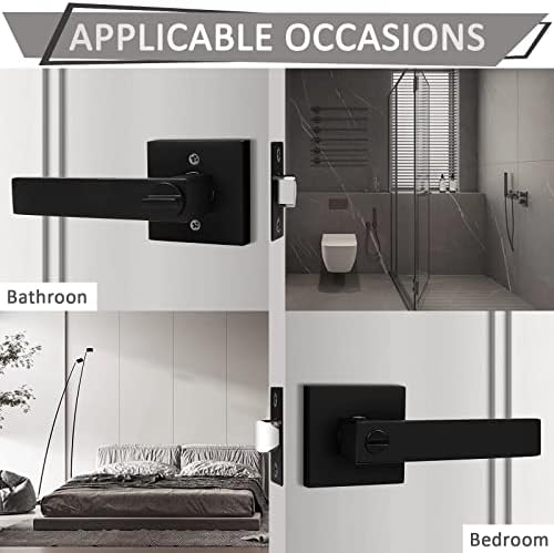 Probrico 10-Piece Matte Black Heavy Duty Privacy Door Handles Two-Handed Door Lever Lock Set for Bedroom BathroomKitchen