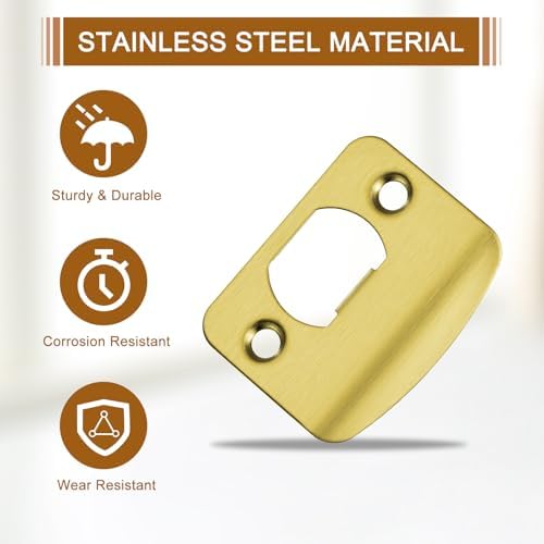 Uxcell 4Pcs Stainless Steel Door Strike Plate Replacement