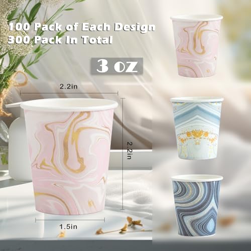 300-Pack 3oz Disposable Paper Cups Mixed Colors Perfect for Bathroom Medications Mouthwash and Small Beverages