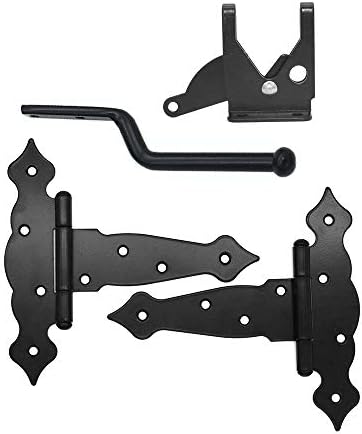 2 Pieces NUZAMAS Heavy Duty T-Strap Shed Hinges and Self-Locking Latch Set