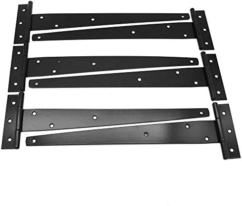 6-Piece Rust-Resistant T-Strap Hinges Set for Heavy Duty Shed Garden Gates