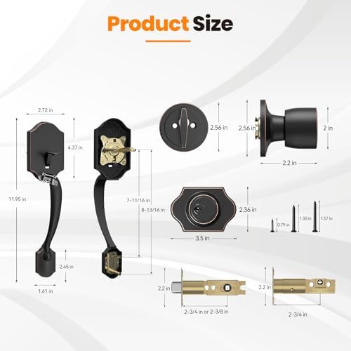 HOSOM Front Door Handle and Deadbolt Set