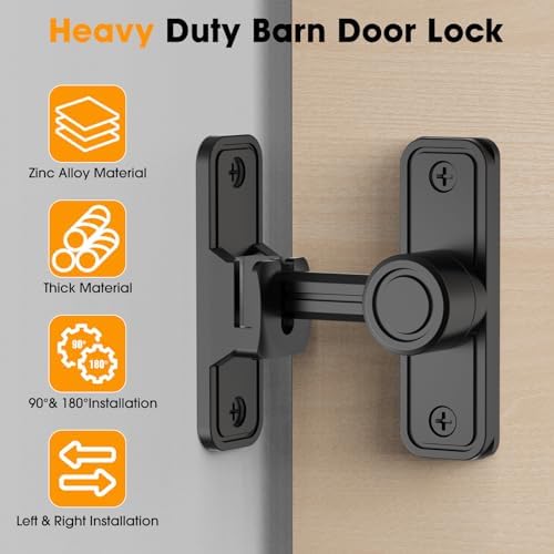 Quick-Install Barn Door Locks for Home Garden - Black 2-Pack