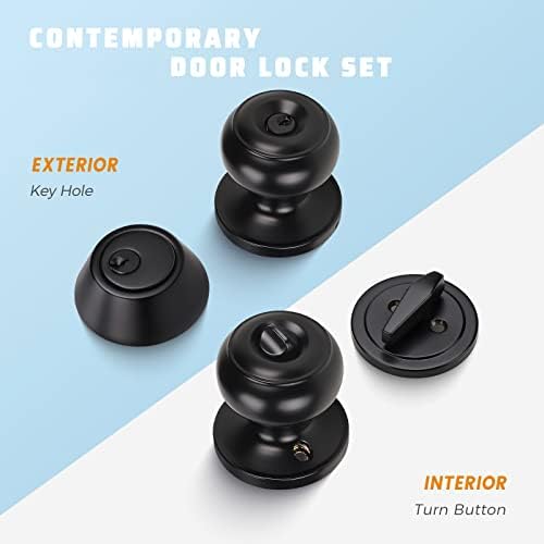 KNOBWELL Secure Front Door Knob Set for Home Commercial Use
