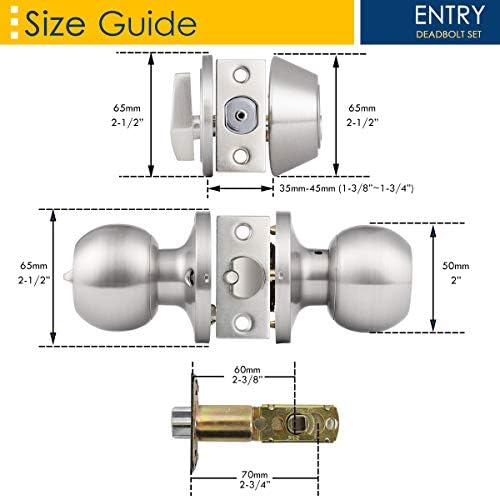 3 Pack Keyed Alike Door Knobs with Deadbolt Lock Set