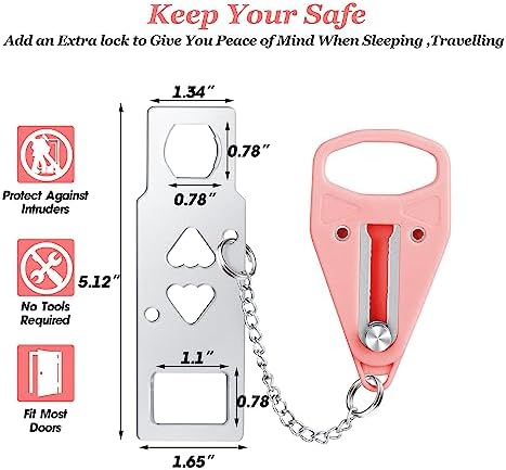 AceMining Portable Door Lock Pink 2-Pack