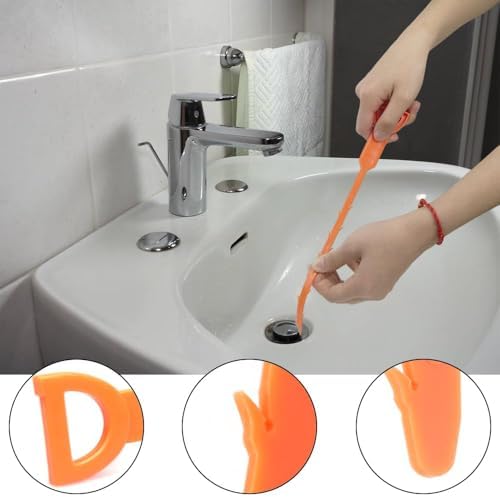 Fast-acting Sink Bathtub Drain Unblocker with 3 Flexible Snakes