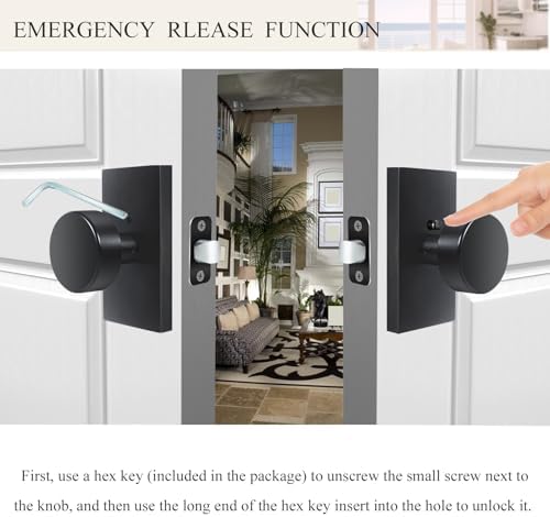Matte Black Modern Door Knobs with Privacy for Home Use