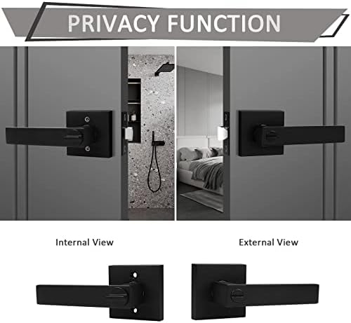Probrico 10-Piece Matte Black Heavy Duty Privacy Door Handles Two-Handed Door Lever Lock Set for Bedroom BathroomKitchen