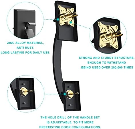 Matte Black Front Door Handle Set for Multi-Door Locks