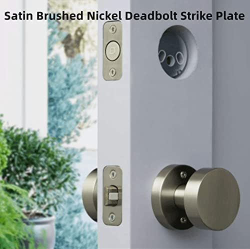 Round Corner Deadbolt Strike Plate Set SATIN Nickel Finish