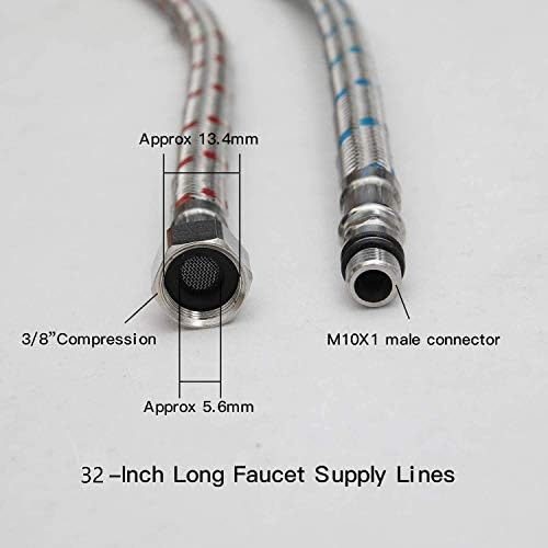 Luxury Stainless Steel Faucet Supply Hose - 32-Inch - M10 38-Inch Connector